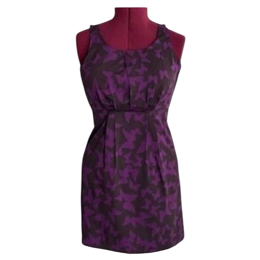 LOFT Sleeveless Dress with Purple Butterflies Size 10